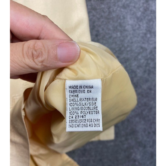 Talbots Dress Womens 8 Yellow Pure Silk Short Sleeve Embroidered Hem Vintage - Picture 10 of 12